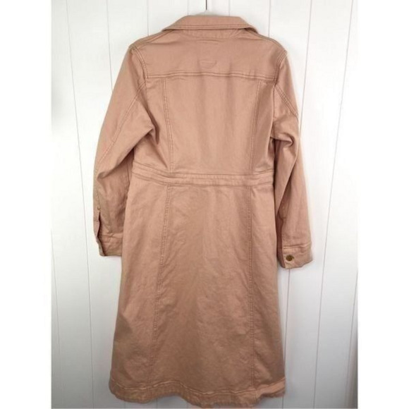 BAUM UND PFERDGARTEN Arden Cotton Denim Button Down Dress Cameo Peach Size S - Picture 7 of 8